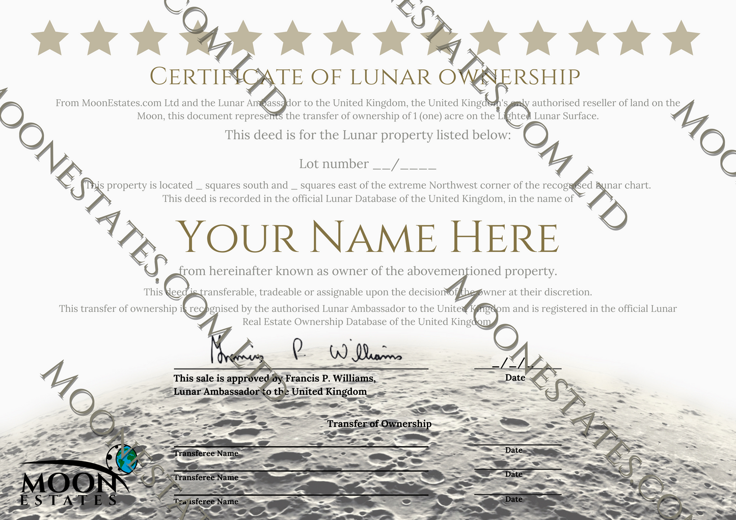 One Lunar Acre (Digital Certificate)